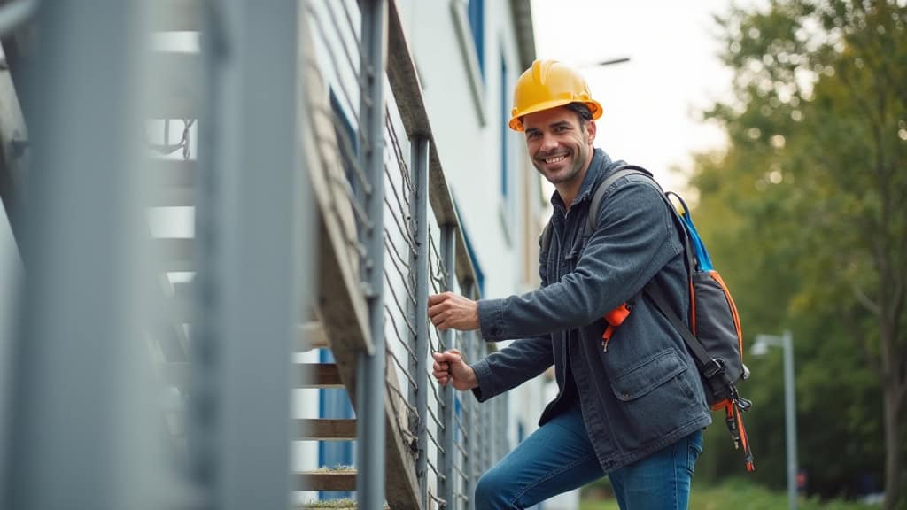 Utilisateur souriant utilisant son monte-escalier à Mareuil-lès-Meaux