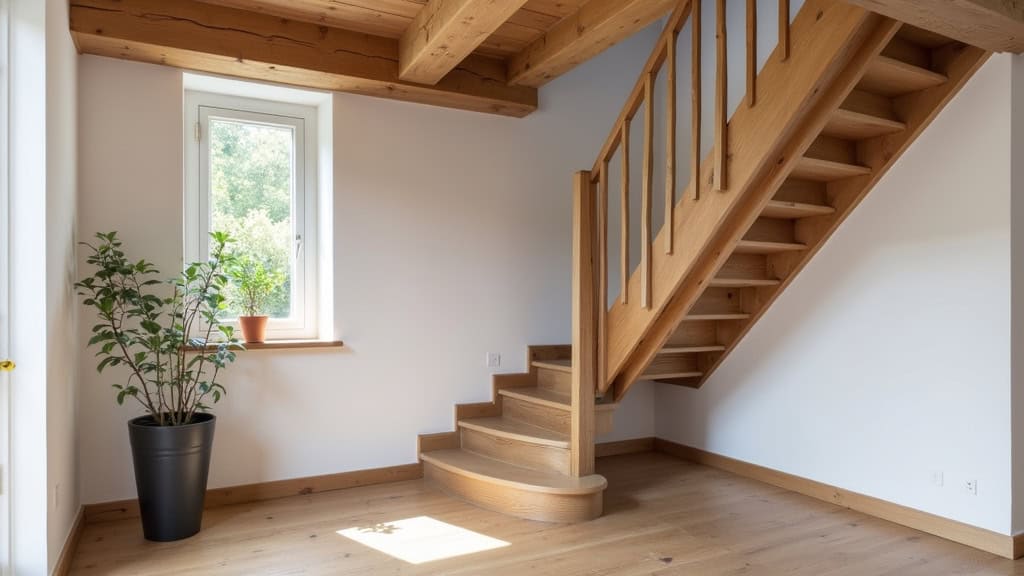 Monte-escalier droit installé sur un escalier en bois dans une maison traditionnelle de Mareuil-sur-Cher
