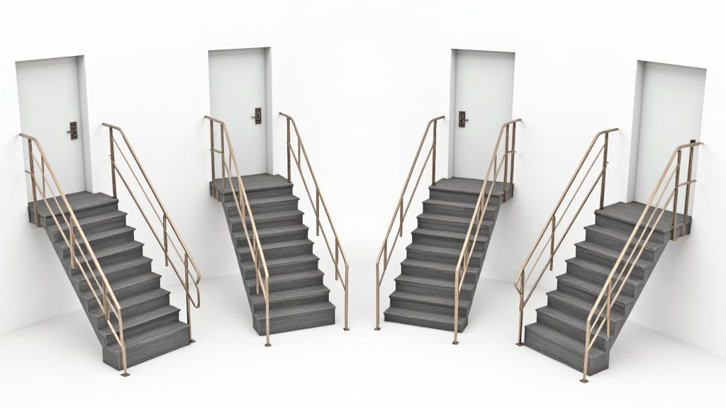 Comparaison des quatre types de monte-escaliers : droit, courbe, extérieur et plateforme pour fauteuil roulant, adaptés aux maisons de Marignier