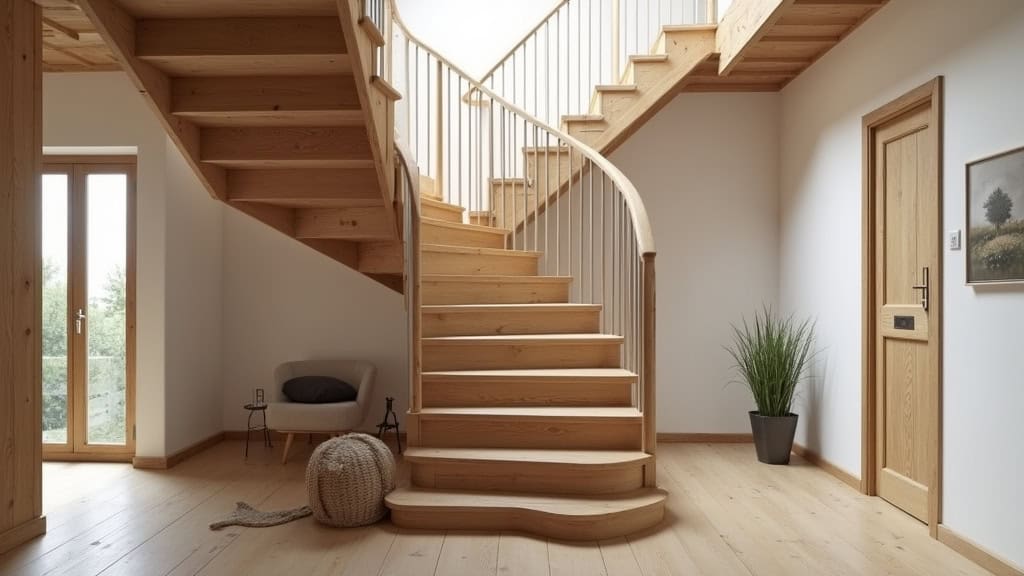 Monte-escalier droit installé sur un escalier en bois dans une maison traditionnelle de Marlieux