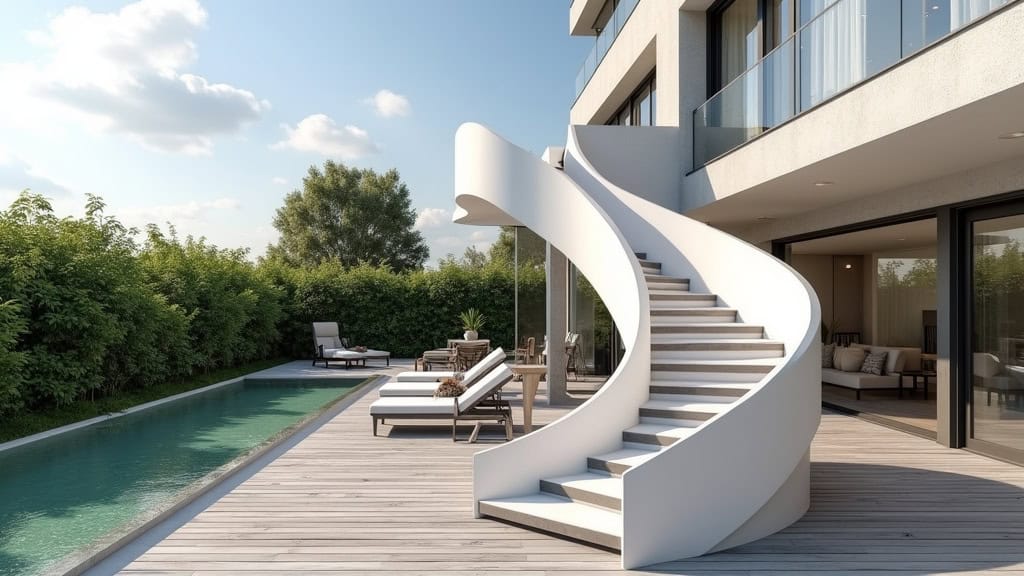 Monte-escalier extérieur installé sur la terrasse d