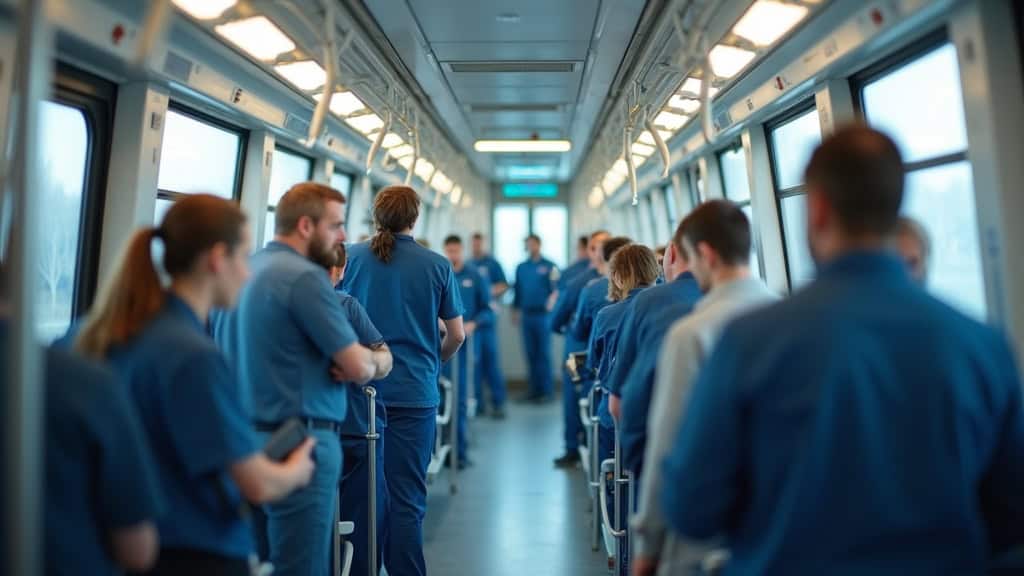 Techniciens en train d