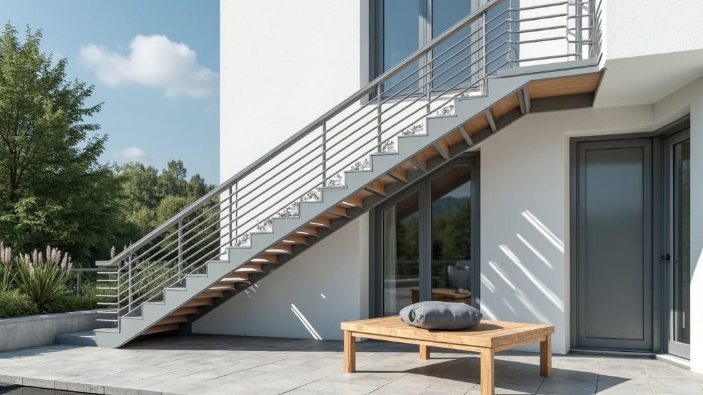 Monte-escalier extérieur en aluminium installé sur les marches de l