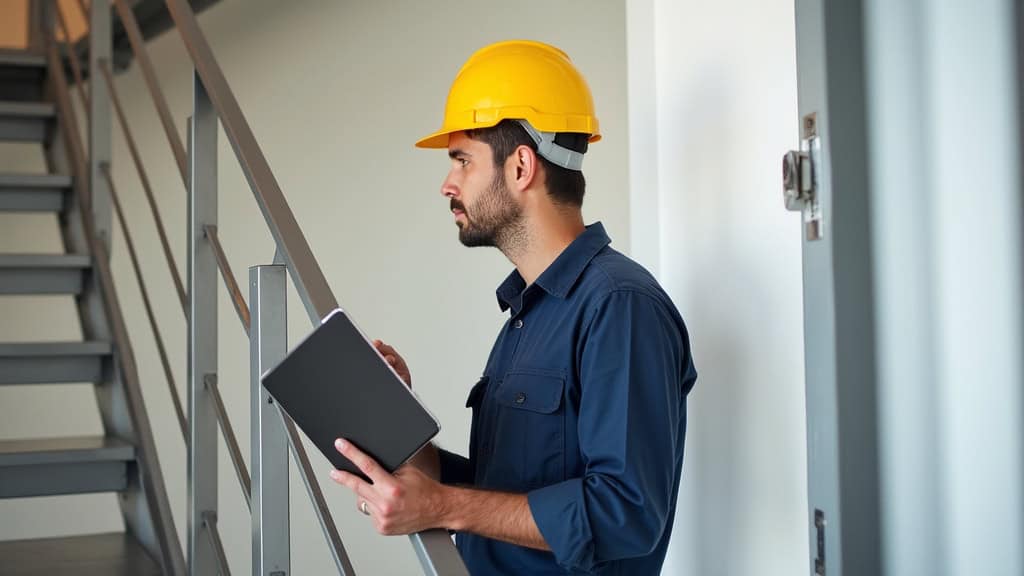 Technicien en train d’installer un monte-escalier à Monestiés