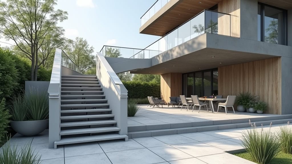 Monte-escalier extérieur en aluminium inoxydable installé sur l