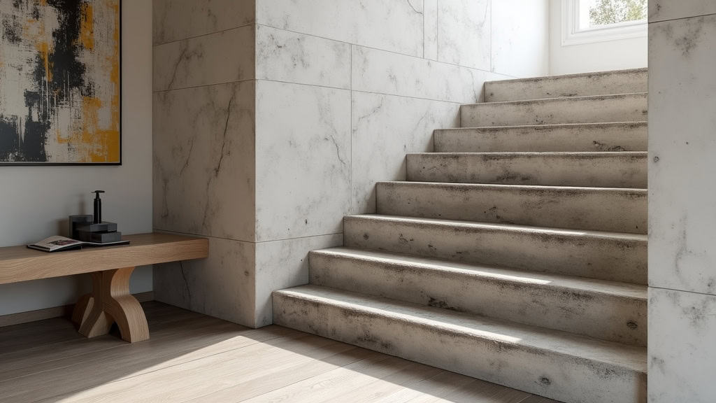 Monte-escalier à siège en noir mat intégré dans un escalier en pierre d