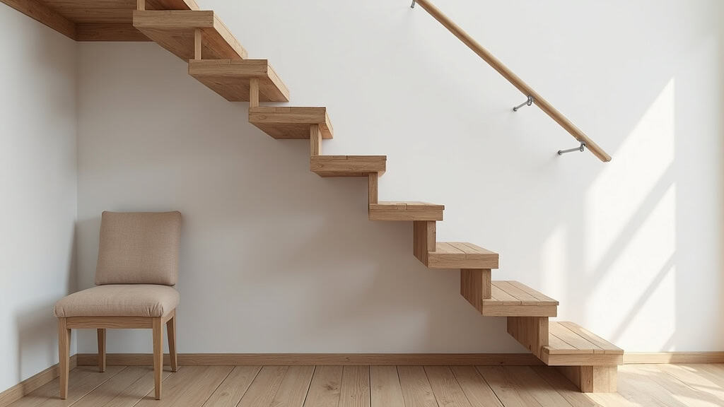 Monte-escalier droit installé dans une maison à Montrodat avec siège replié contre le mur