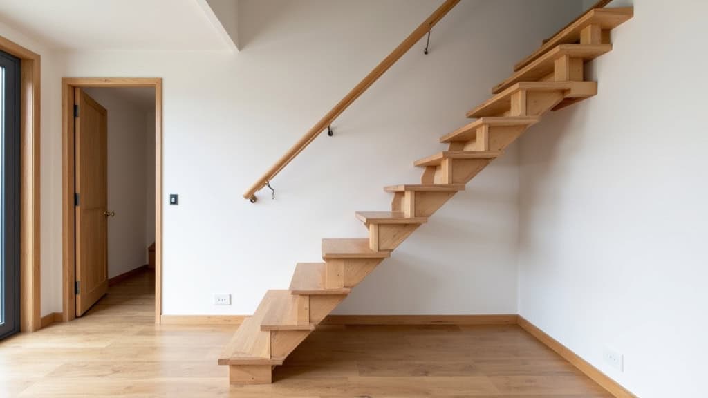 Monte-escalier à siège installé sur un escalier droit en bois dans une maison à Montsinéry-Tonnegrande