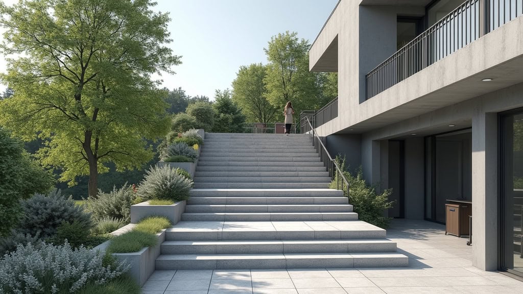 Monte-escalier extérieur résistant aux intempéries à Moosch, fixé sur les marches d