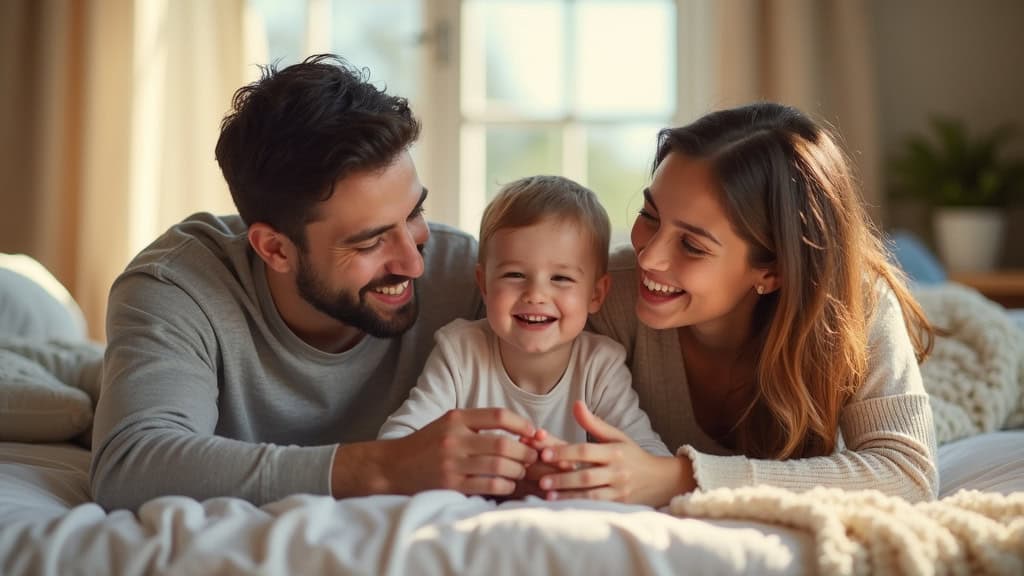 Famille souriante autour d