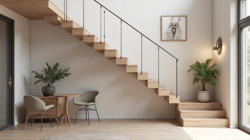 Vue d’un monte-escalier intégré dans un escalier intérieur à Nézel