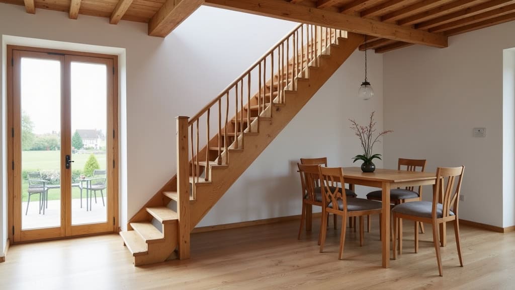 Monte-escalier droit installé sur un escalier en bois dans une maison traditionnelle de Niderviller