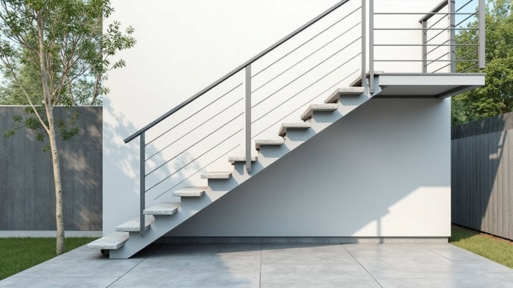 Monte-escalier extérieur en aluminium mat installé sur les marches d