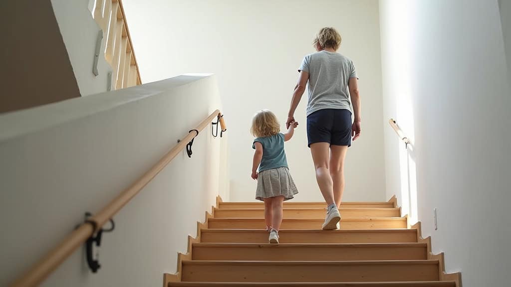 Personne âgée utilisant un monte-escalier pour monter les marches de son escalier à Olonzac
