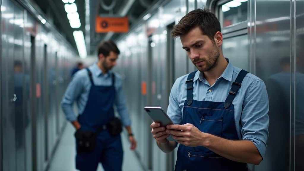 Technicien en train de faire la maintenance d