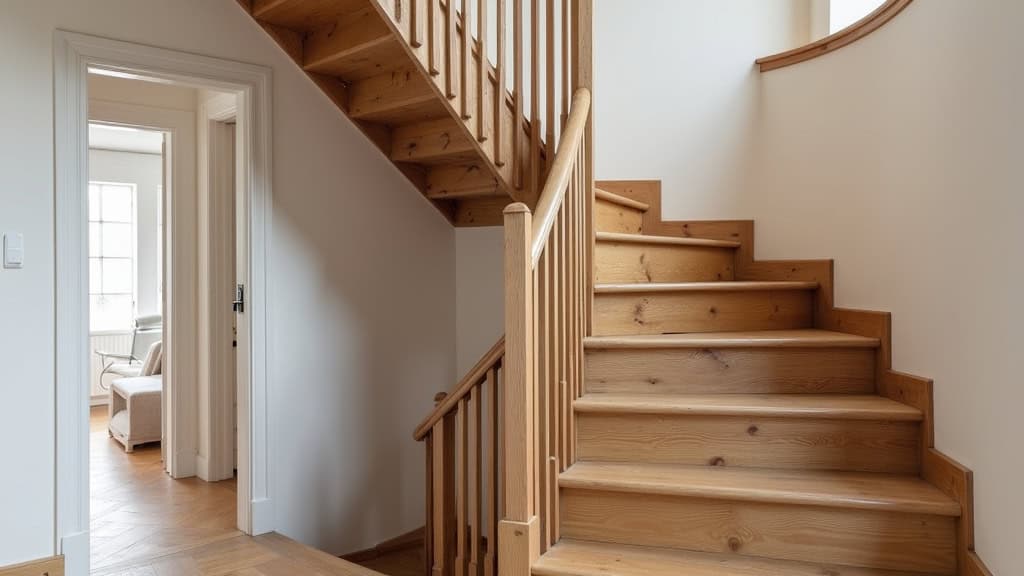 Monte-escalier droit installé sur un escalier en bois dans une maison traditionnelle d