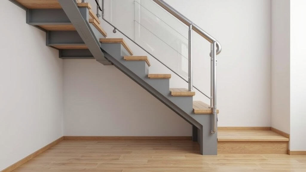 Monte-escalier droit installé dans une maison à Othis, avec rampe en aluminium et siège gris, intégré discrètement à l’escalier en bois