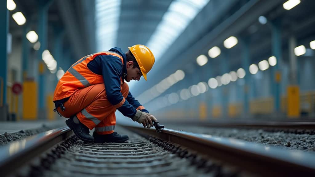 Technicien en train de vérifier le rail et les freins d