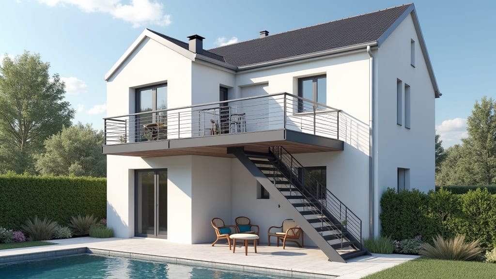 Plateforme monte-escalier extérieure installée sur le côté d