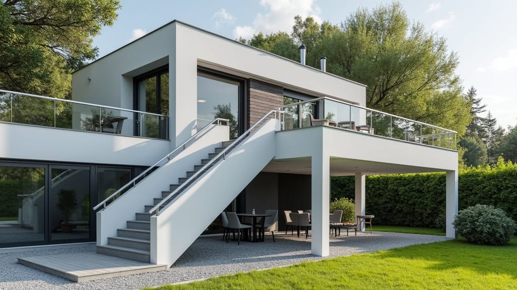 Monte-escalier extérieur en aluminium installé sur un porche à Poissy, permettant d