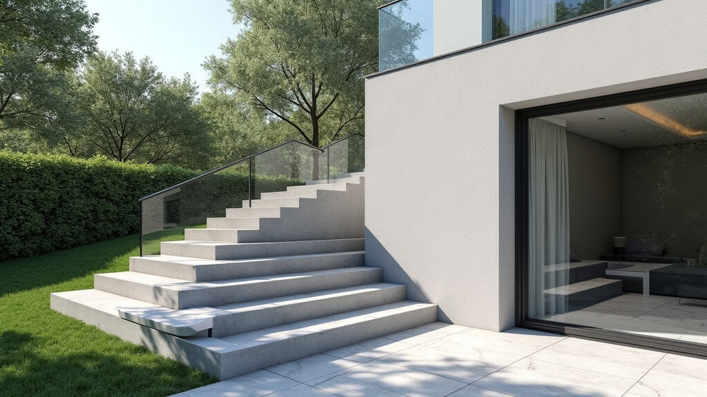 Monte-escalier extérieur en acier inoxydable installé à l