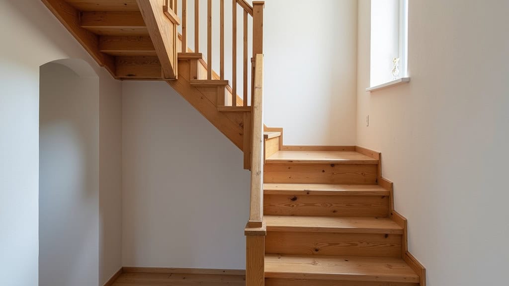 Monte-escalier droit installé sur un escalier en bois dans une maison traditionnelle de Pouru-Saint-Remy