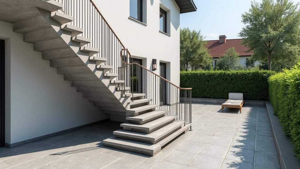 Monte-escalier extérieur résistant aux intempéries installé sur l