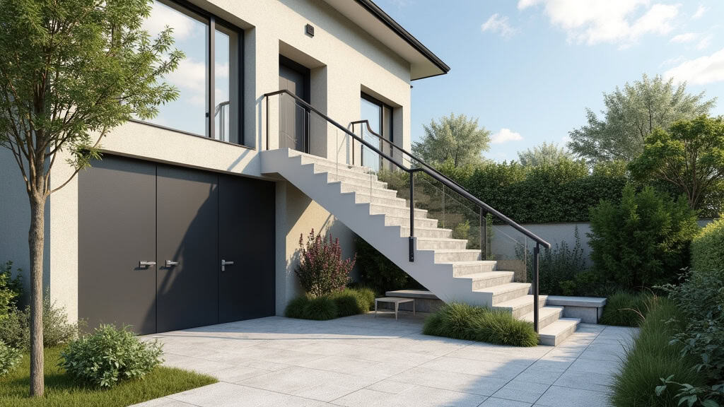 Monte-escalier extérieur résistant aux intempéries installé à l