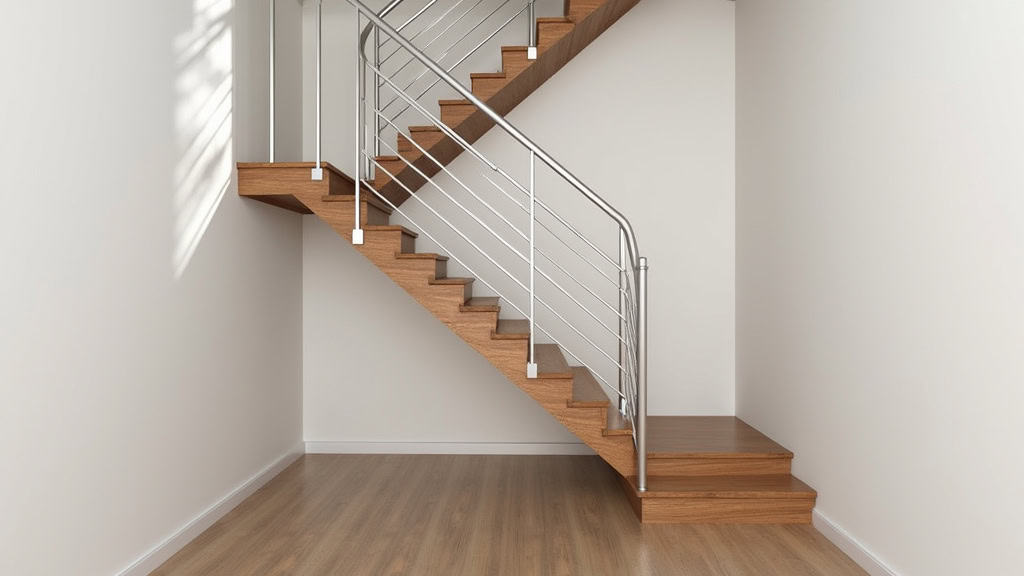 Monte-escalier droit en aluminium clair installé dans un escalier en bois massif d