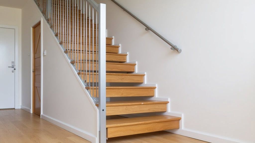 Monte-escalier droit installé sur un escalier en bois à Raon-aux-Bois, siège en aluminium et rail discret