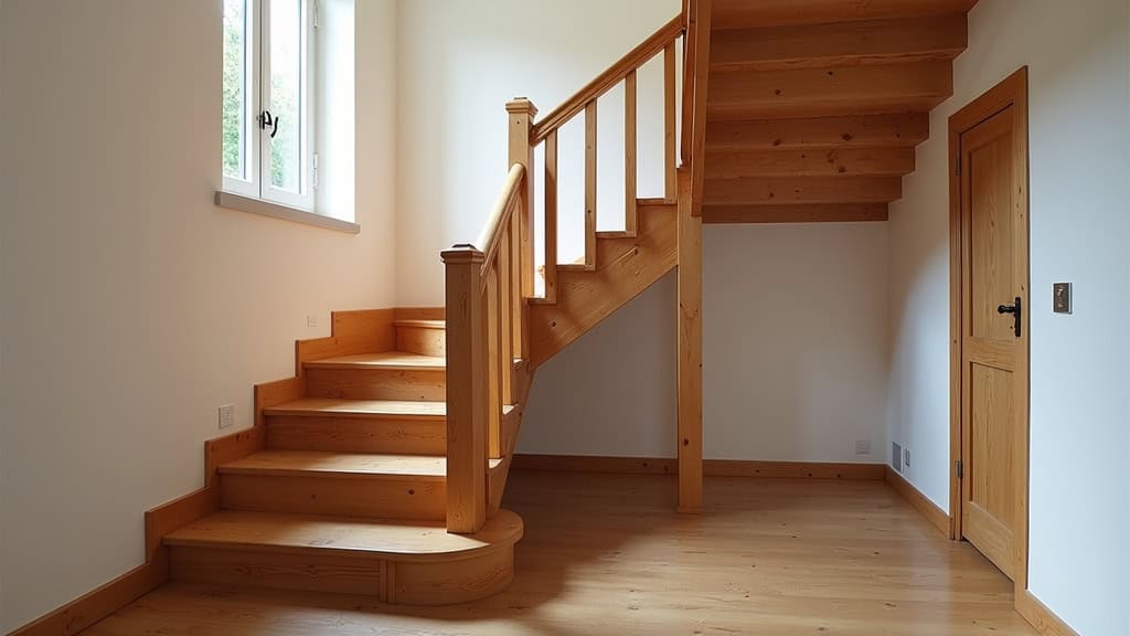 Monte-escalier droit installé sur un escalier en bois dans une maison traditionnelle de Riom-ès-Montagnes, avec une personne âgée qui s