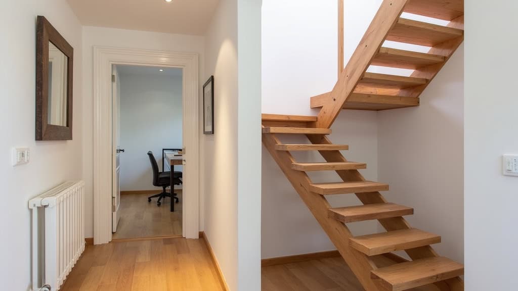 Monte-escalier droit installé sur un escalier en bois dans une maison traditionnelle de Rivesaltes, avec siège pliable et rail discret