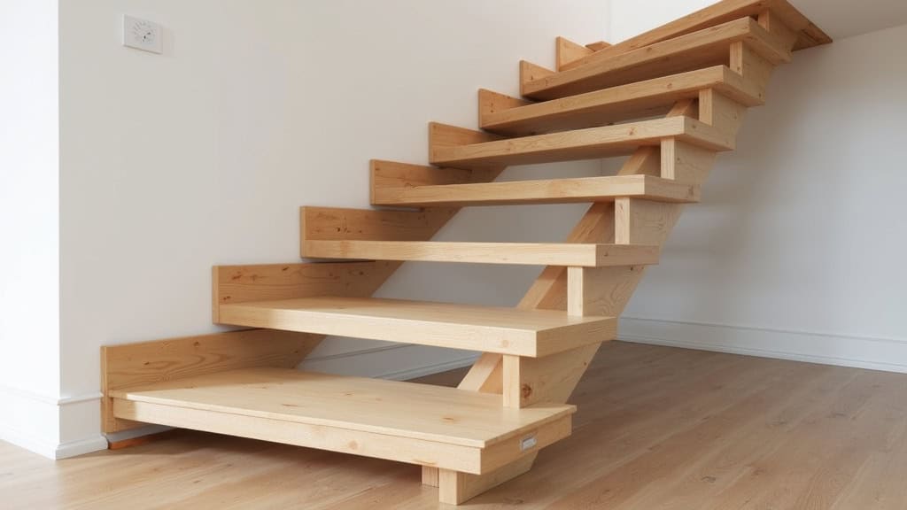 Monte-escalier courbe installé sur un escalier en bois avec virage à l