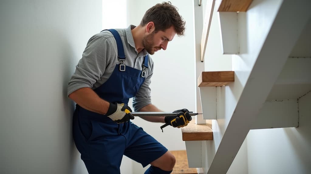 Technicien effectuant un entretien de monte-escalier à Roanne