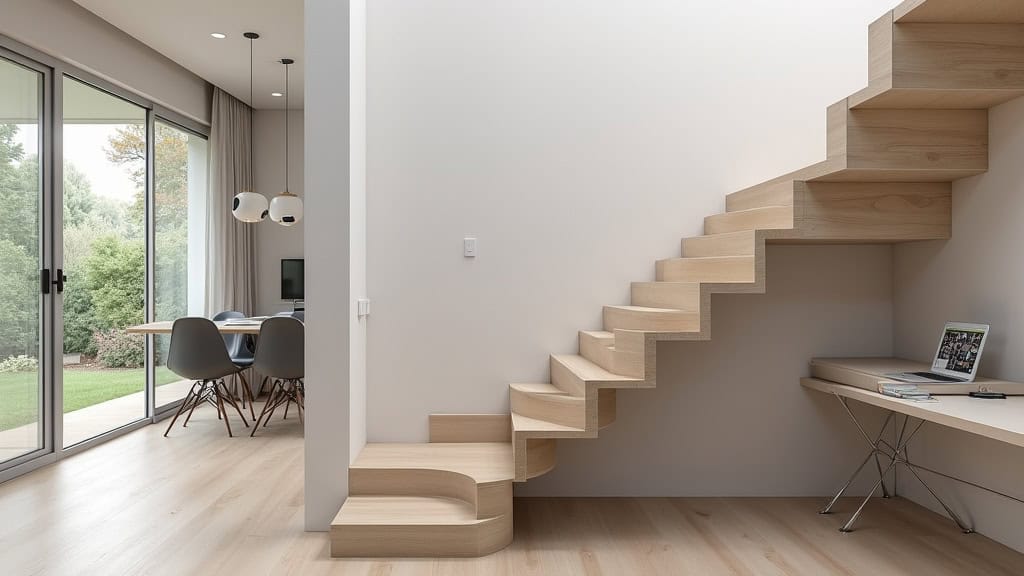 Monte-escalier courbe sur mesure pour escalier avec palier à Rousset, intégré discrètement le long du mur