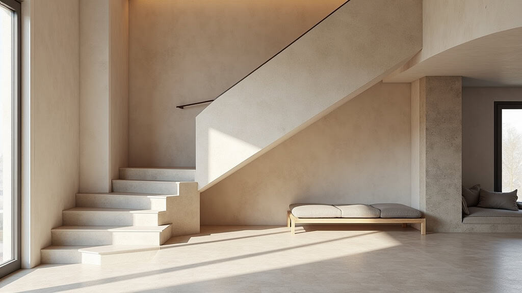 Monte-escalier courbe sur un escalier en colimaçon avec palier central dans une maison de Royat
