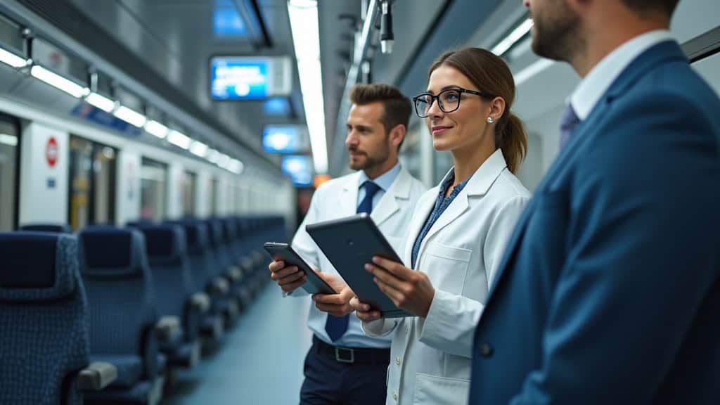 Techniciens en train d