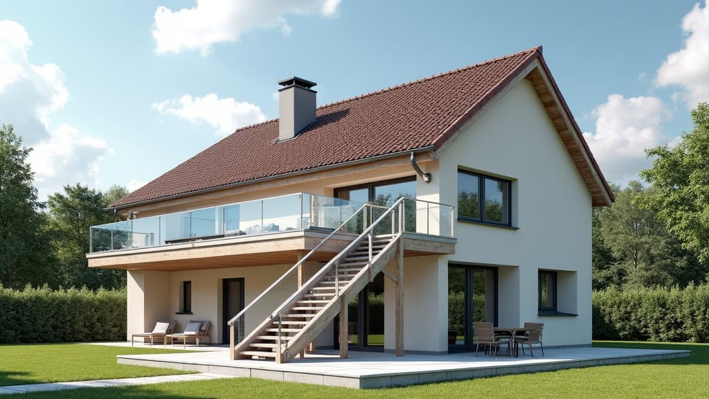 Monte-escalier extérieur installé devant une maison à Rully, fonctionnel par tous les temps