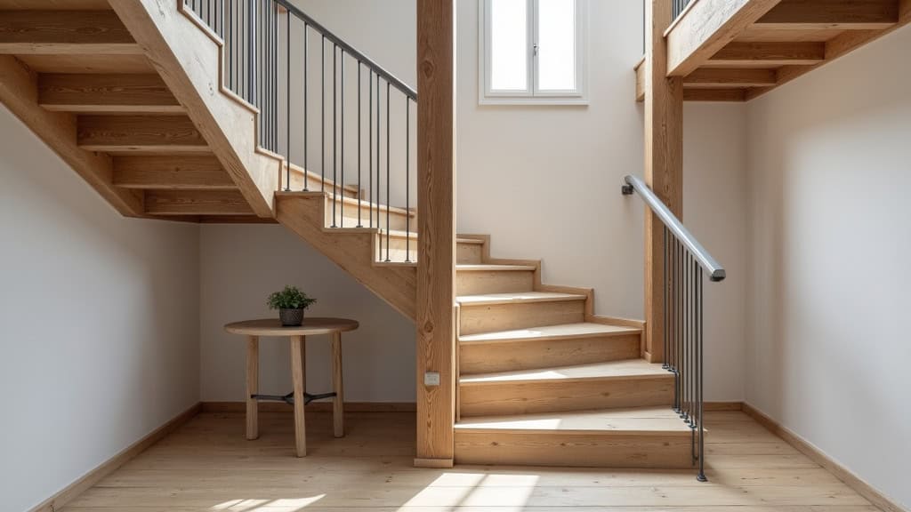 Monte-escalier courbe en aluminium installé dans un escalier en bois ancien à Saint-Amant-de-Boixe, avec un siège ergonomique et un rail intégré discrètement