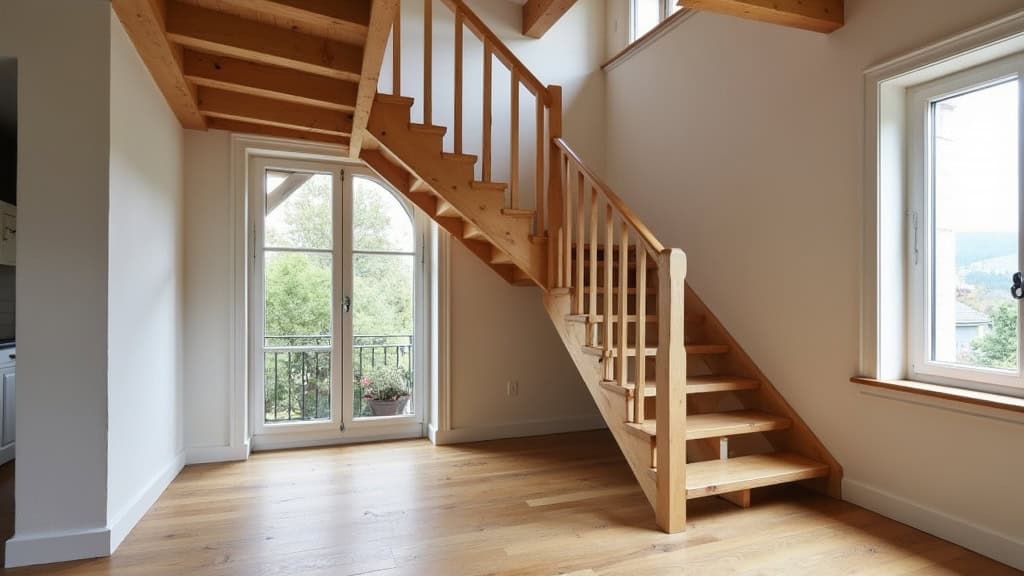 Monte-escalier droit installé sur un escalier en bois dans une maison traditionnelle de Saint-Aubin-en-Bray