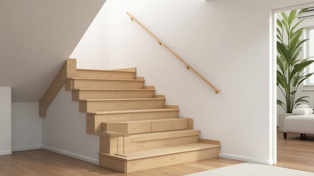 Monte-escalier droit installé dans un escalier en bois d