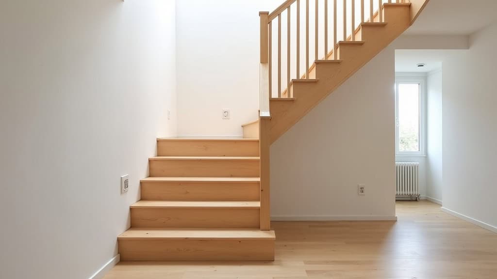 Monte-escalier tournant personnalisé pour escalier avec virage en L, installé dans une demeure des Yvelines, couleur bois clair, pour une personne âgée en fauteuil roulant