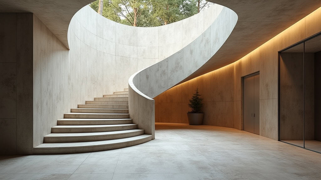 Monte-escalier courbe en cours d