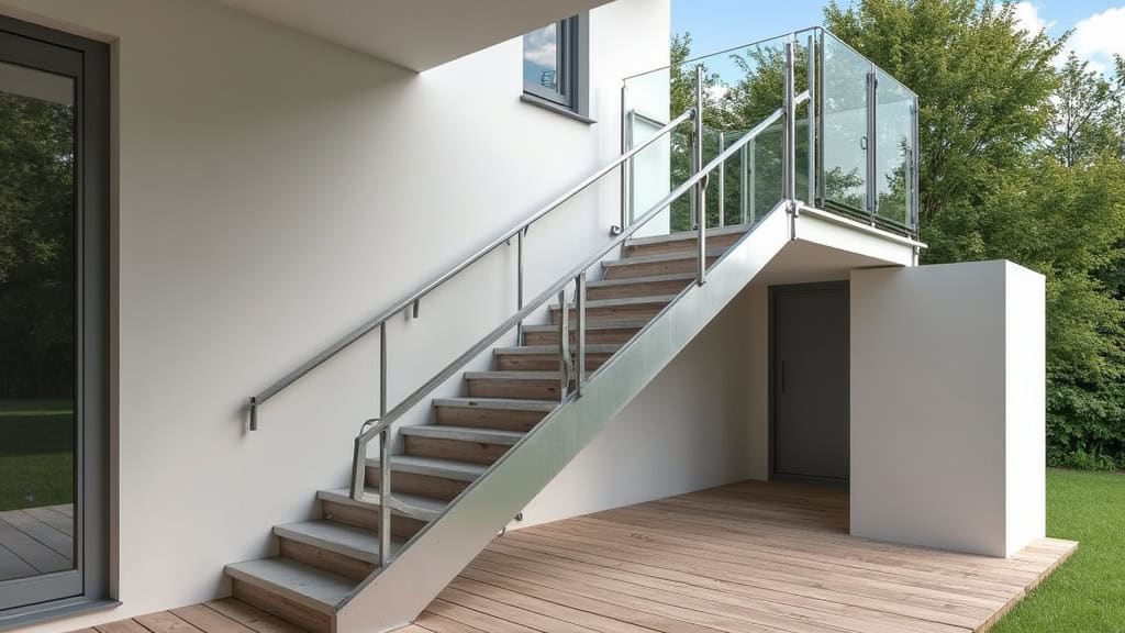 Monte-escalier droit installé dans une maison traditionnelle à Saint-Germain-la-Blanche-Herbe, avec rampe en aluminium et siège ergonomique