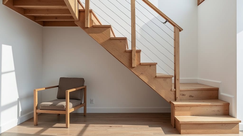 Monte-escalier droit installé sur un escalier en bois dans une maison traditionnelle à Saint-Germain-Lembron