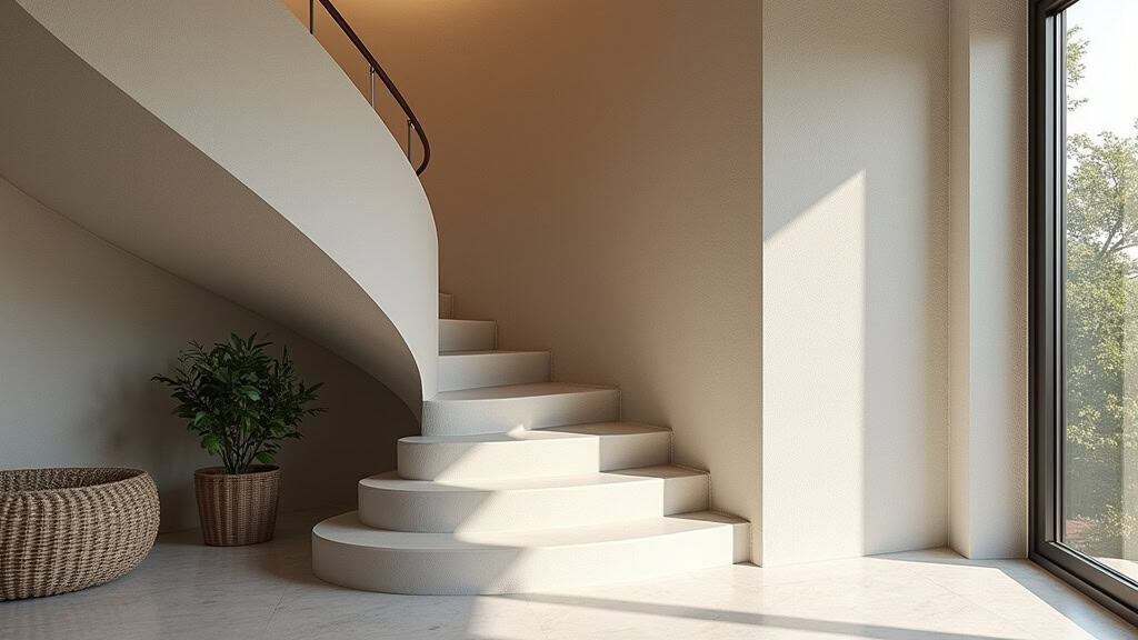 Monte-escalier courbe installé sur un escalier en virage à Saint-Hilaire-de-Chaléons