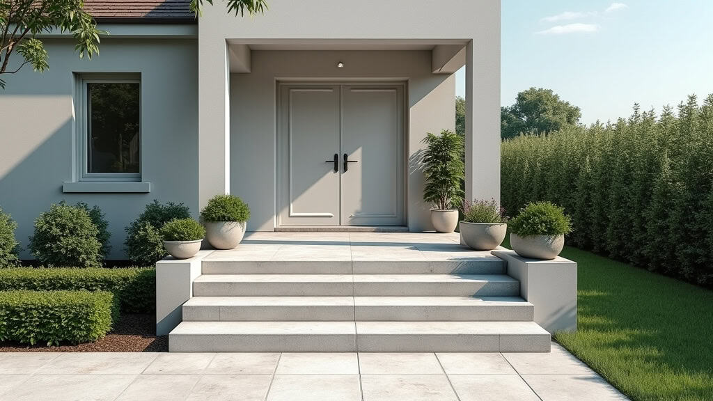 Monte-escalier extérieur installé devant une porte d