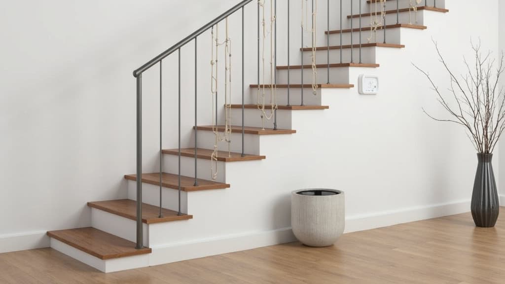 Monte-escalier tournant adapté à un escalier en colimaçon avec rail personnalisé et siège en tissu clair