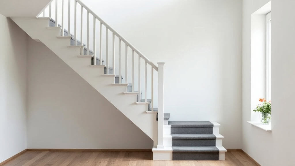 Monte-escalier droit installé dans une maison traditionnelle de Saint-Malô-du-Bois, avec rail blanc et siège gris, intégré discrètement à l