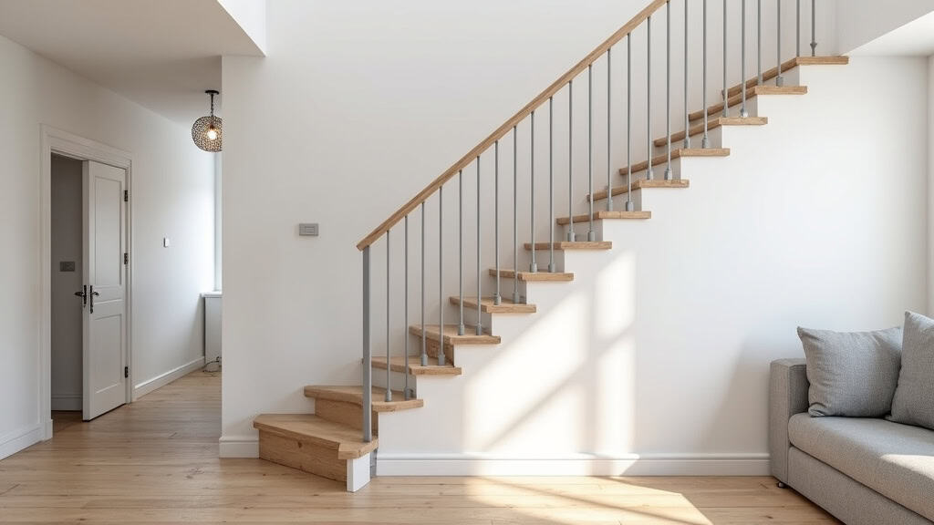 Monte-escalier droit installé dans une maison traditionnelle à Saint-Martin-de-Crau, avec rail blanc et siège ergonomique